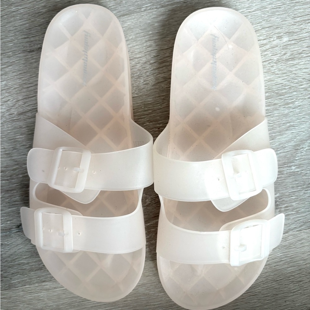 Lightest Pink White Slide Jelly Sandals